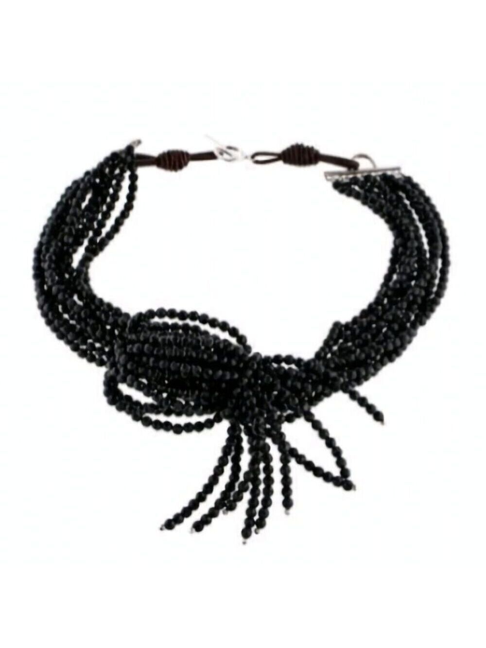 BRUNELLO CUCINELLI | Onyx & Leather Multistrand Necklace black